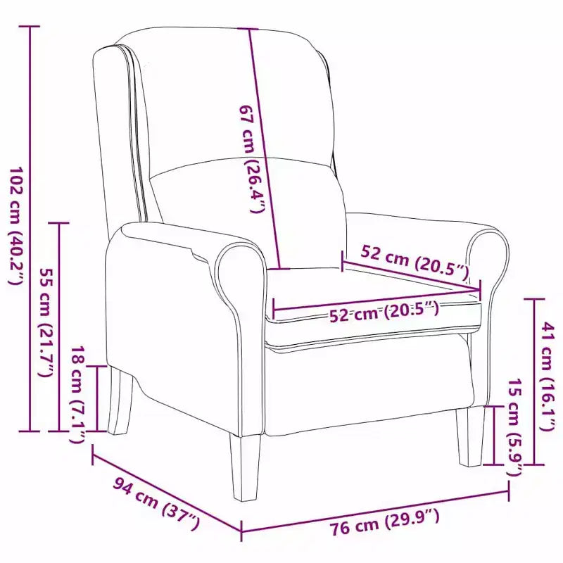 Fauteuil vidaXL Gris clair 76 x 94 x 102 cm en tissu