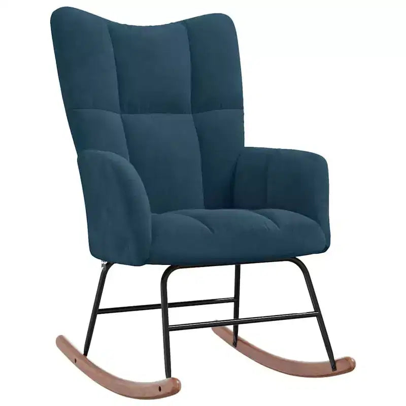 vidaXL Rocking Chair Accent Side Chair Padded Seat for Living Room Velvet - Blue Without footrest