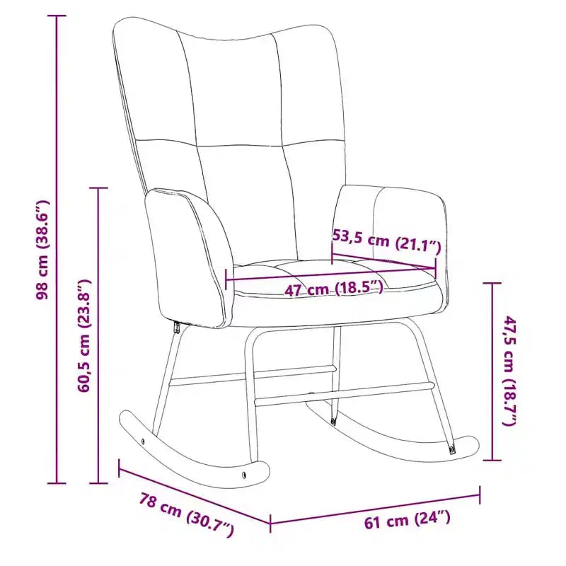 vidaXL Fauteuil à bascule d'appoint Rembourré Velours Bleu pour Salon - Sans repose-pieds