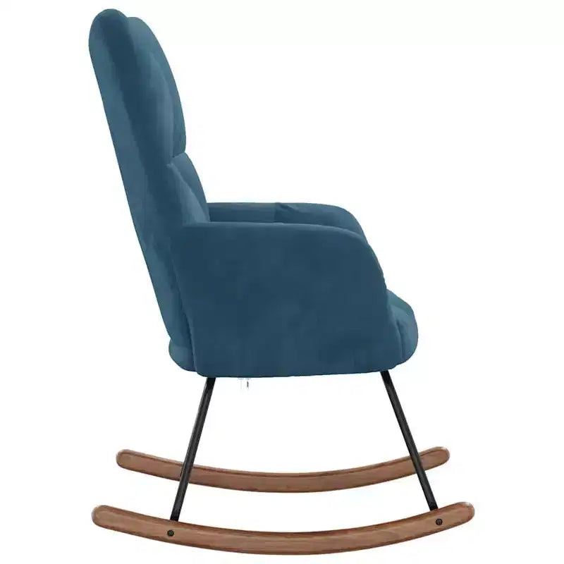 vidaXL Fauteuil à bascule d'appoint Rembourré Velours Bleu pour Salon - Sans repose-pieds