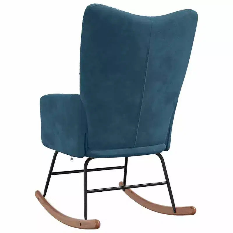 vidaXL Fauteuil à bascule d'appoint Rembourré Velours Bleu pour Salon - Sans repose-pieds