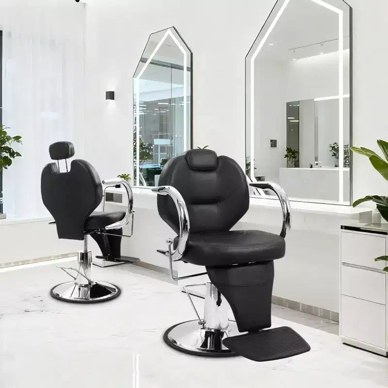GustoWave Heavy Duty Barber Salon Chair, Hydraulic Reclining, 360 Swivel, Height Adjustable, 330 lbs Capacity, for Salon, Barbershop & Spa