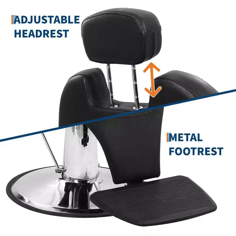 GustoWave Heavy Duty Barber Salon Chair, Hydraulic Reclining, 360 Swivel, Height Adjustable, 330 lbs Capacity, for Salon, Barbershop & Spa