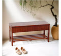 Solid Wood Shoe Bench, High-Quality Storage Bench with Storage Function for Entryway - Cherry