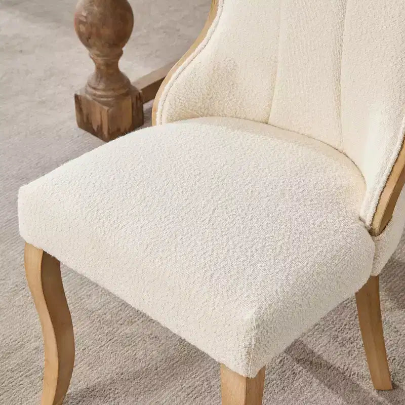 2cs Mid-Century Velvet Armless Chairs with Curved Wood Trim & Sculpted Legs, Upholstered Accent Seating for Dining Room Living Room Bedroom