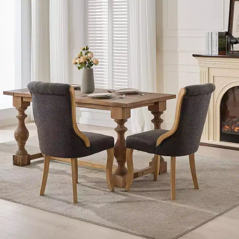 2cs Mid-Century Velvet Armless Chairs with Curved Wood Trim & Sculpted Legs, Upholstered Accent Seating for Dining Room Living Room Bedroom