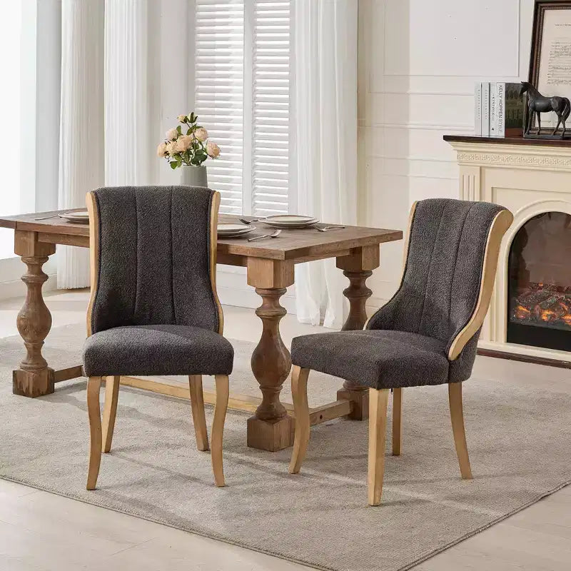 2cs Mid-Century Velvet Armless Chairs with Curved Wood Trim & Sculpted Legs, Upholstered Accent Seating for Dining Room Living Room Bedroom