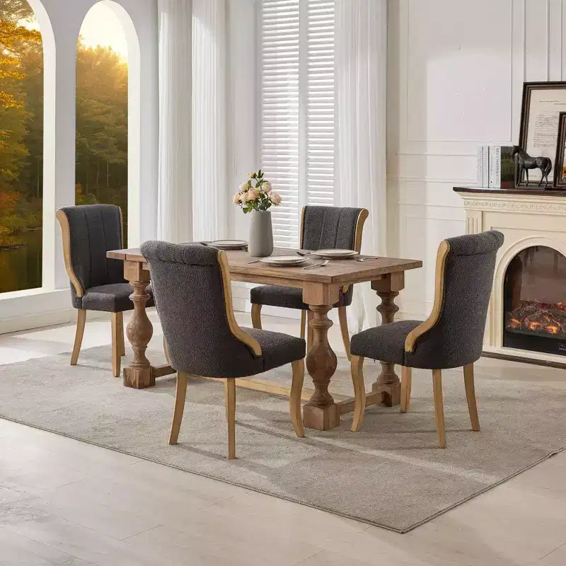 2cs Mid-Century Velvet Armless Chairs with Curved Wood Trim & Sculpted Legs, Upholstered Accent Seating for Dining Room Living Room Bedroom