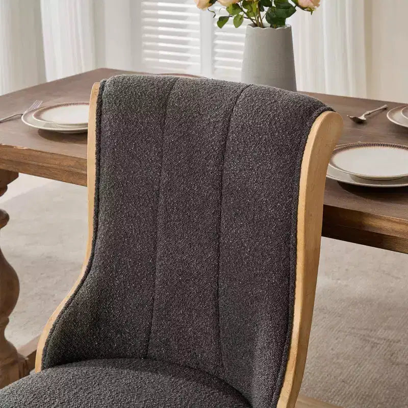 2cs Mid-Century Velvet Armless Chairs with Curved Wood Trim & Sculpted Legs, Upholstered Accent Seating for Dining Room Living Room Bedroom