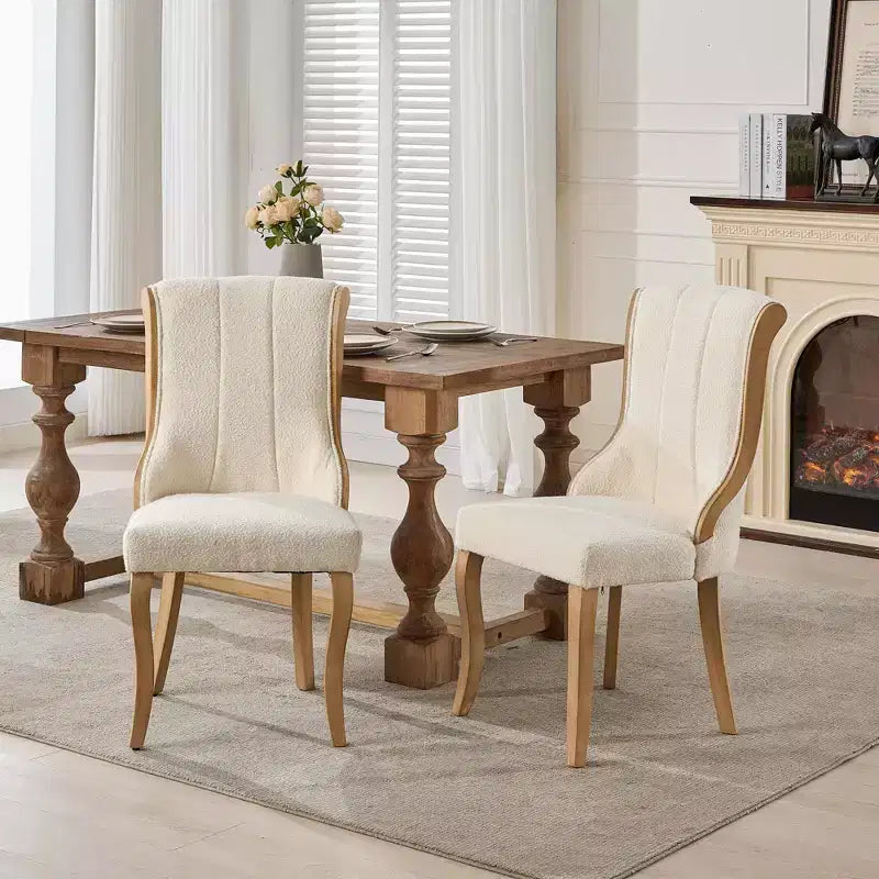 2cs Mid-Century Velvet Armless Chairs with Curved Wood Trim & Sculpted Legs, Upholstered Accent Seating for Dining Room Living Room Bedroom
