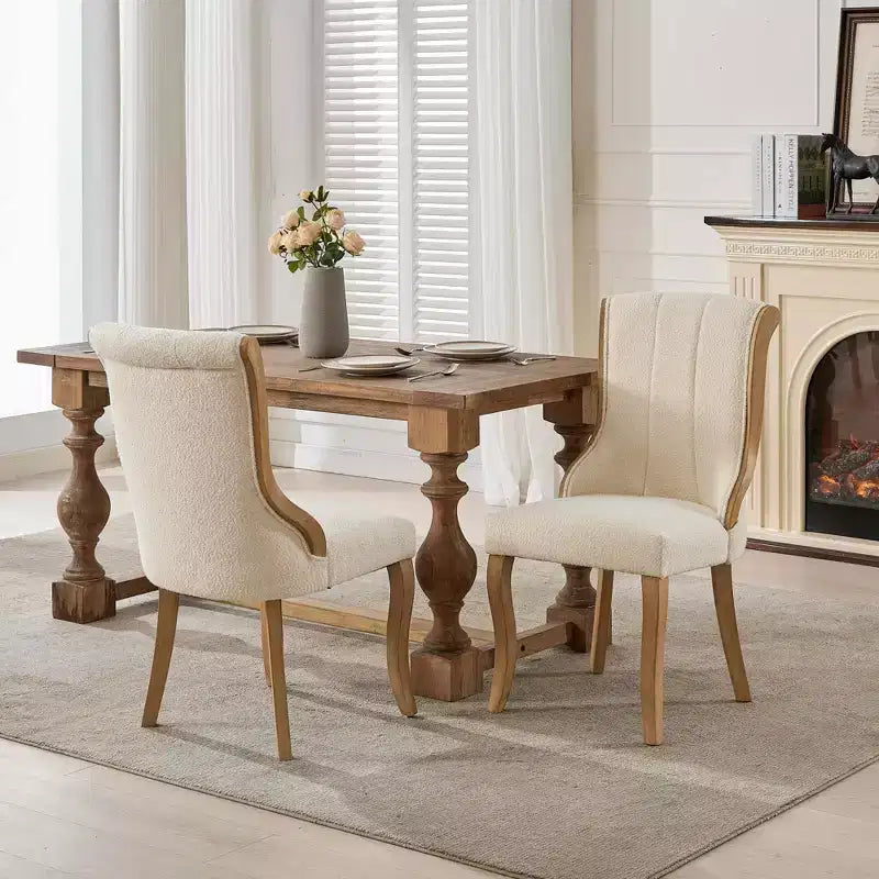 2cs Mid-Century Velvet Armless Chairs with Curved Wood Trim & Sculpted Legs, Upholstered Accent Seating for Dining Room Living Room Bedroom