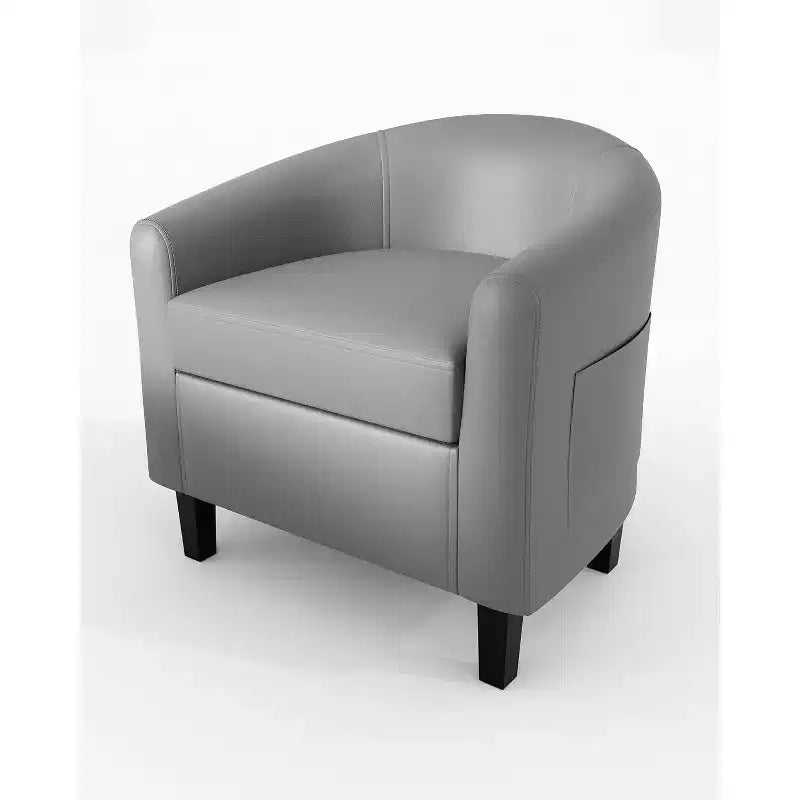 Fauteuils d'appoint en similicuir, fauteuils club baril avec assise moelleuse pour salon, chambre, salle de lecture, salle d'attente