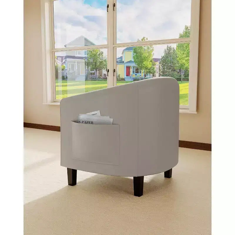 Fauteuils d'appoint en similicuir, fauteuils club baril avec assise moelleuse pour salon, chambre, salle de lecture, salle d'attente