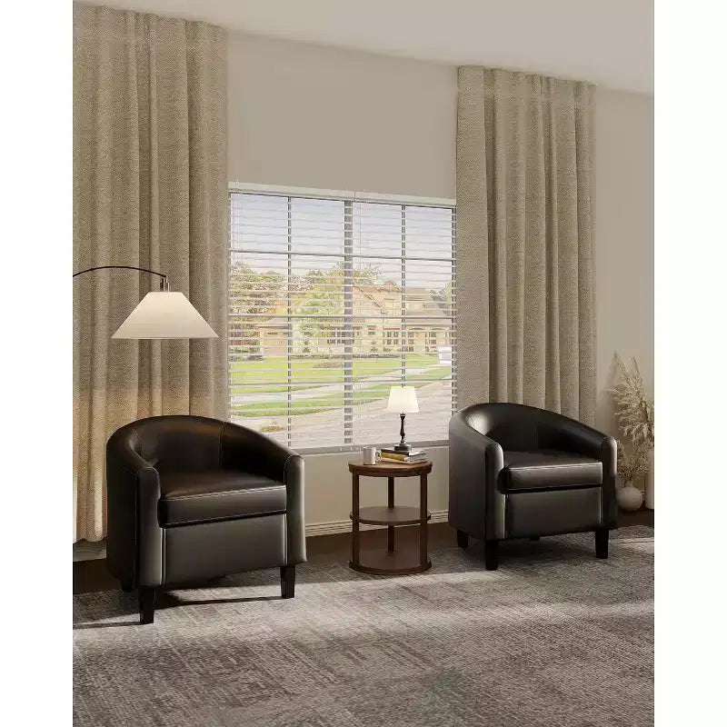 Fauteuils d'appoint en similicuir, fauteuils club baril avec assise moelleuse pour salon, chambre, salle de lecture, salle d'attente
