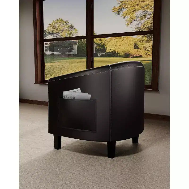 Fauteuils d'appoint en similicuir, fauteuils club baril avec assise moelleuse pour salon, chambre, salle de lecture, salle d'attente