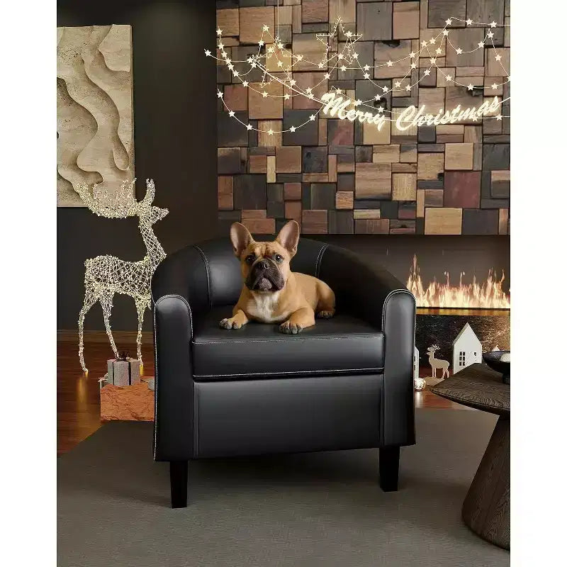 Fauteuils d'appoint en similicuir, fauteuils club baril avec assise moelleuse pour salon, chambre, salle de lecture, salle d'attente