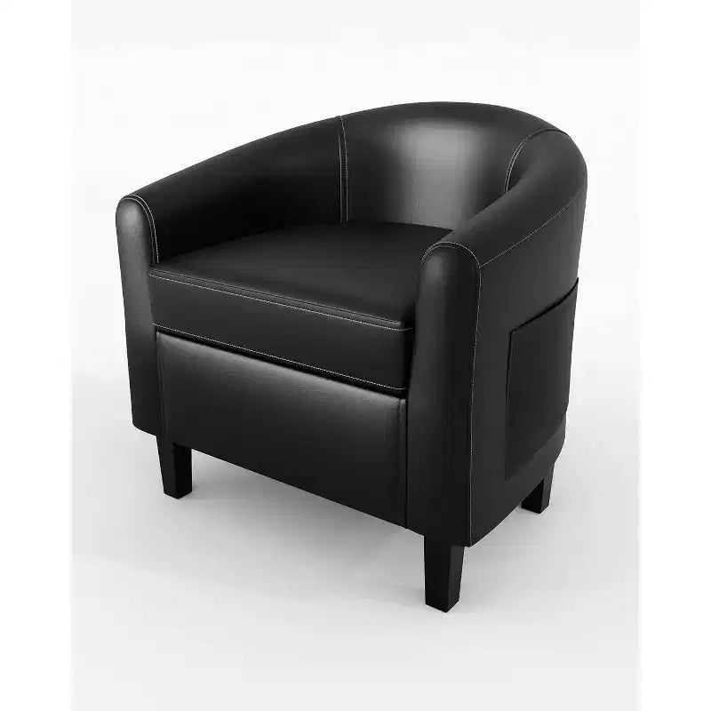 Accent Chairs Faux Leather Barrel Chairs Club Armchairs with Soft Seat for Living Room Bedroom Reading Waiting Room