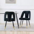 2Pcs Modern Velvet Upholstered Dining Chairs with Nailheads and Gold Tipped Black Metal Legs, Accent Chairs for Living Room Bedroon Restaurant
