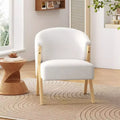 Modern Minimalist Accent Chair with White Upholstery and Wood frameComfy Lounge Chair for Living Room, Bedroom, Home Office, or Cafe
