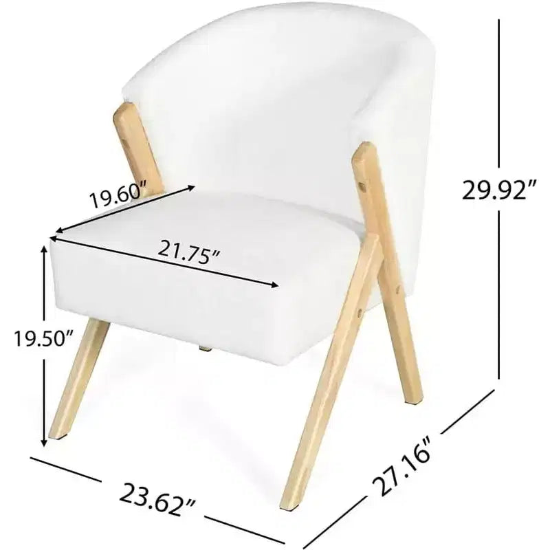 Fauteuil d'appoint moderne et minimaliste avec revêtement blanc et cadre en bois
Chaise longue confortable pour salon, chambre, bureau ou café