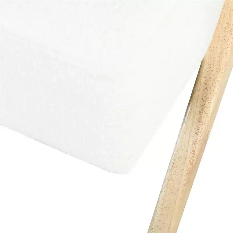 Fauteuil d'appoint moderne et minimaliste avec revêtement blanc et cadre en bois
Chaise longue confortable pour salon, chambre, bureau ou café