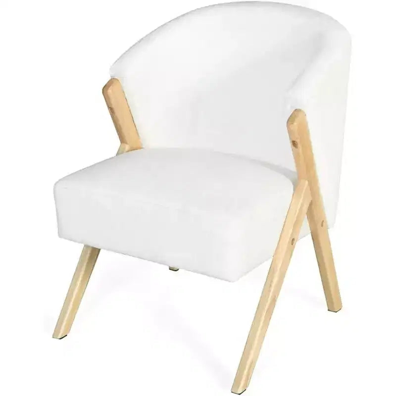 Fauteuil d'appoint moderne et minimaliste avec revêtement blanc et cadre en bois
Chaise longue confortable pour salon, chambre, bureau ou café