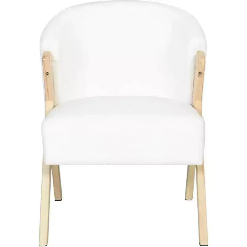 Fauteuil d'appoint moderne et minimaliste avec revêtement blanc et cadre en bois
Chaise longue confortable pour salon, chambre, bureau ou café