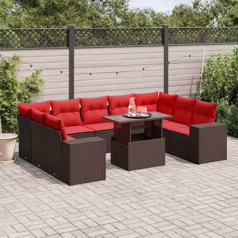 vidaXL Salon de jardin 10 pcs avec coussins résine tressée gris