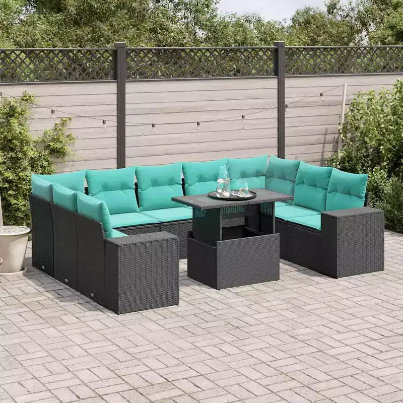 vidaXL Salon de jardin 10 pcs avec coussins résine tressée gris