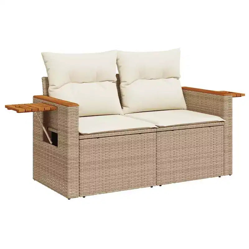 vidaXL Salon de jardin 11 pièces avec coussins en résine tressée beige