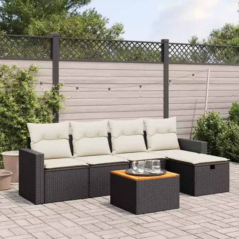 vidaXL Salon de jardin avec coussins Mobilier d'extérieur 6 pièces en résine tressée