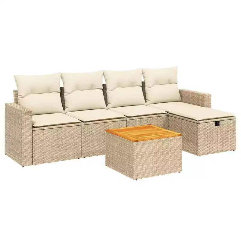vidaXL Patio Sofa Set with Cushions Outdoor Furniture 6 Piece Poly Rattan
