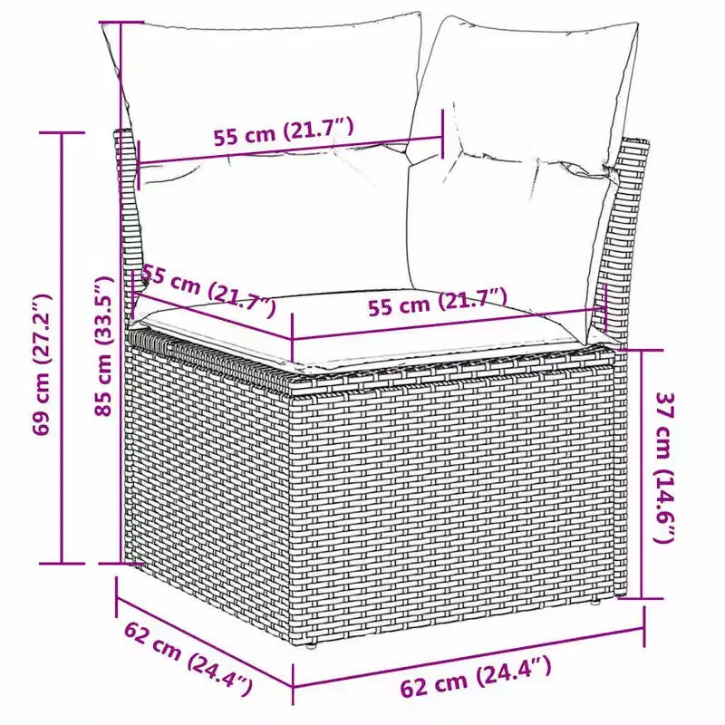 vidaXL Salon de jardin 10 pièces avec coussins résine tressée noire (États-Unis seulement)