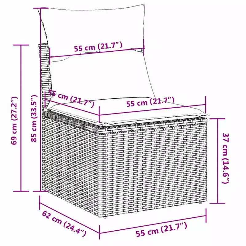 vidaXL Salon de jardin 10 pièces avec coussins résine tressée noire (États-Unis seulement)