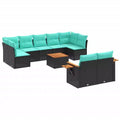 vidaXL 10 Piece Patio Sofa Set with Cushions Black Poly Rattan (US only)