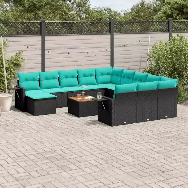 vidaXL Ensemble de canapés de jardin 13 pièces avec coussins résine tressée noir
