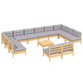 vidaXL Garden Lounge Set Grey cushions, natural pine