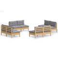 vidaXL Garden Lounge Set Grey Solid pine wood, 100% polyester Medium