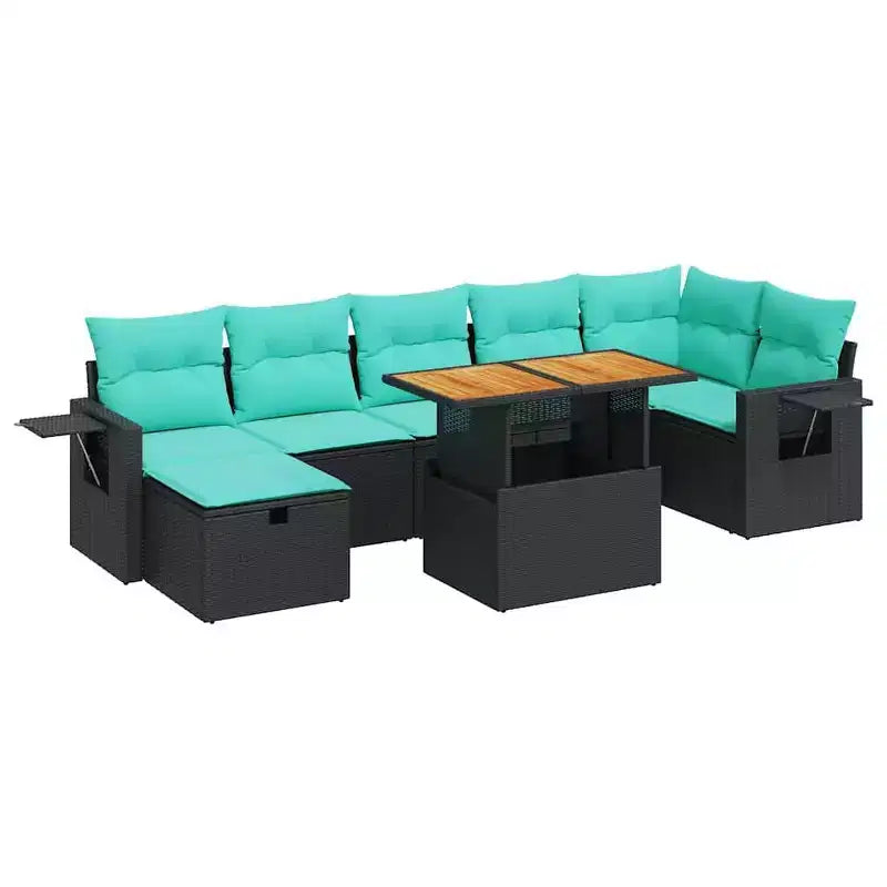vidaXL 8 Piece Patio Sofa Set with Cushions Gray Poly Rattan Acacia