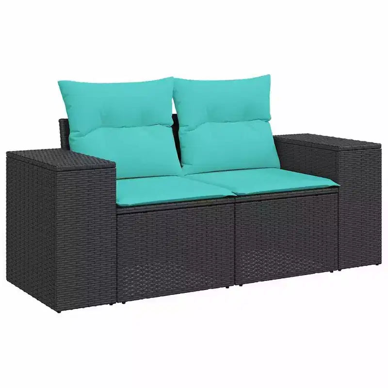 vidaXL Salon de jardin 10 pcs avec coussins résine tressée noir