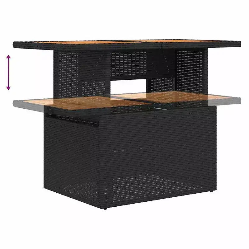 vidaXL Salon de jardin 10 pcs avec coussins résine tressée noir