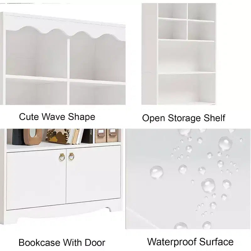 Bibliothèque en bois à 5 niveaux, 63 pouces de haut, meuble de rangement, bibliothèque autoportante, bureau à domicile, salle d'étude, cuisine