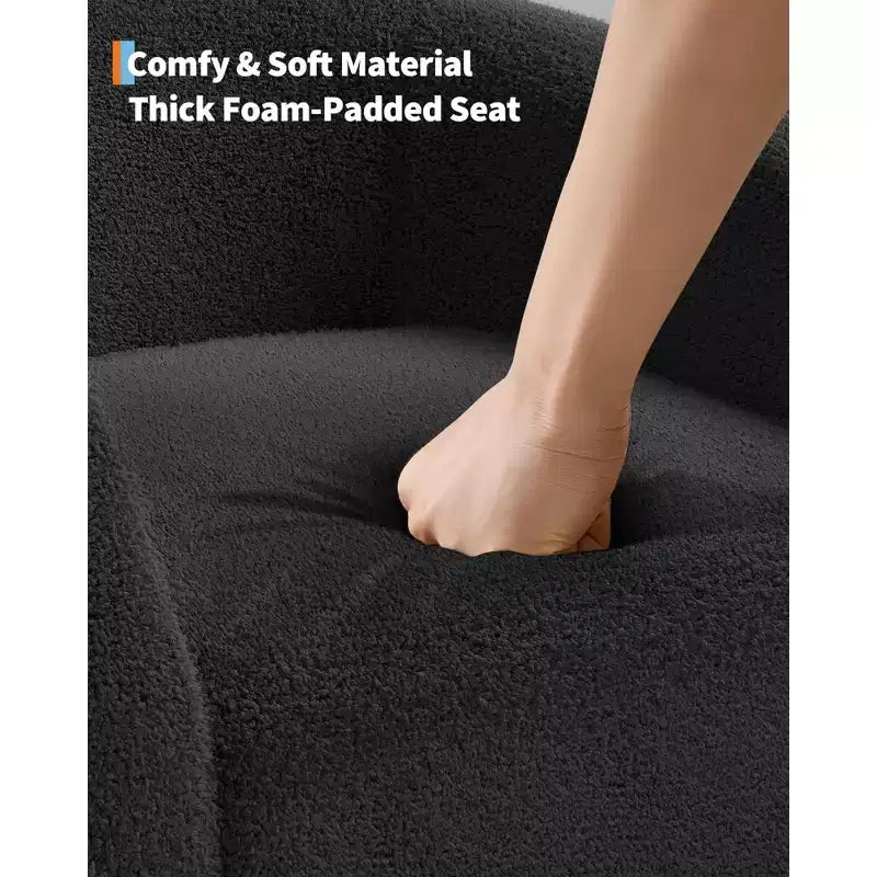 Fauteuil d'appoint, Fauteuil baril confortable en bouclette, Fauteuil club rond douillet, Fauteuil moderne avec coussin moelleux, pour salon, chambre, lecture