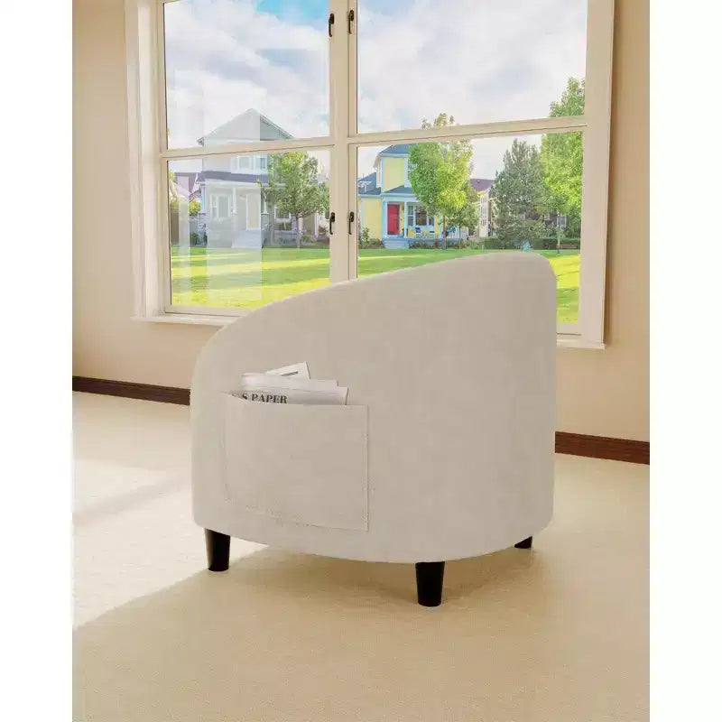 Fauteuil d'appoint, Fauteuil baril confortable en bouclette, Fauteuil club rond douillet, Fauteuil moderne avec coussin moelleux, pour salon, chambre, lecture