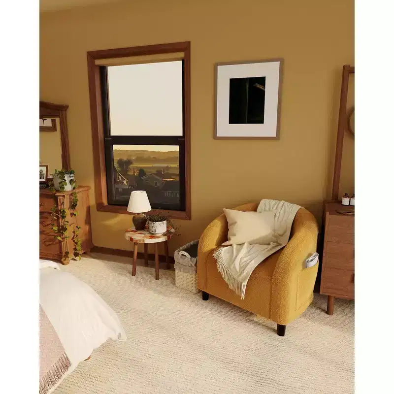 Fauteuil d'appoint, Fauteuil baril confortable en bouclette, Fauteuil club rond douillet, Fauteuil moderne avec coussin moelleux, pour salon, chambre, lecture