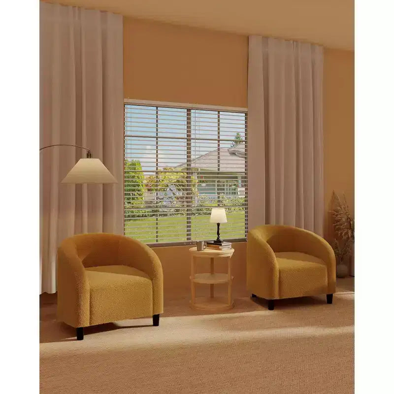 Fauteuil d'appoint, Fauteuil baril confortable en bouclette, Fauteuil club rond douillet, Fauteuil moderne avec coussin moelleux, pour salon, chambre, lecture