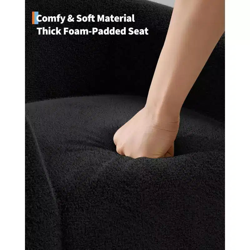 Fauteuil d'appoint, Fauteuil baril confortable en bouclette, Fauteuil club rond douillet, Fauteuil moderne avec coussin moelleux, pour salon, chambre, lecture