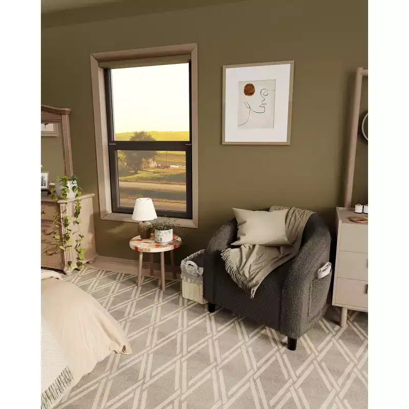 Fauteuil d'appoint, Fauteuil baril confortable en bouclette, Fauteuil club rond douillet, Fauteuil moderne avec coussin moelleux, pour salon, chambre, lecture
