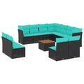 vidaXL 12 Piece Patio Sofa Set with Cushions Black Poly Rattan