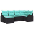vidaXL Garden Sofa Set 6 pcs Black and turquoise Poly rattan - Black and turquoise without table